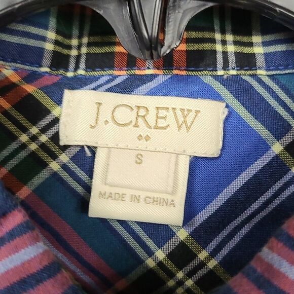 J.Crew Blue Madras Plaid Button Down Long Sleeve Cotton Shirt Women's Small Top - Picture 5 of 6